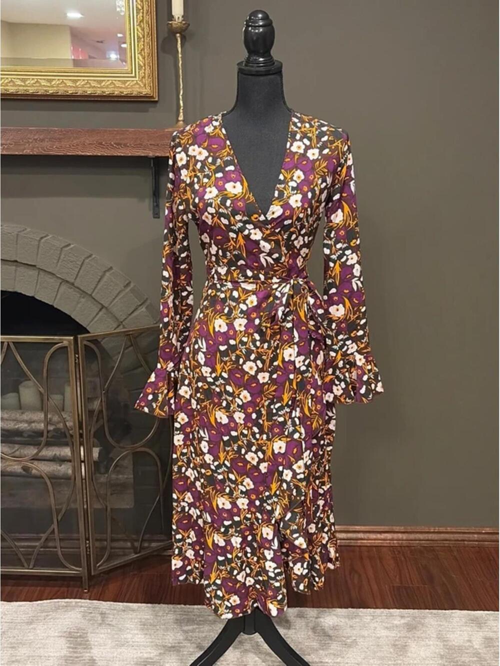 Floral Wrap Midi Dress